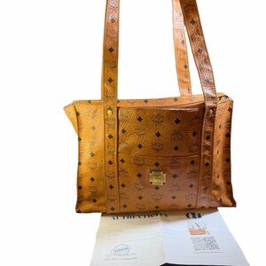 Authentic Vintage MCM Visetos Monogram Tote Bag - Cognac + COA